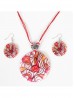 Fashion Flower Print Necklace and Earrings Set Fashion Flower Print Necklace and Earrings Set